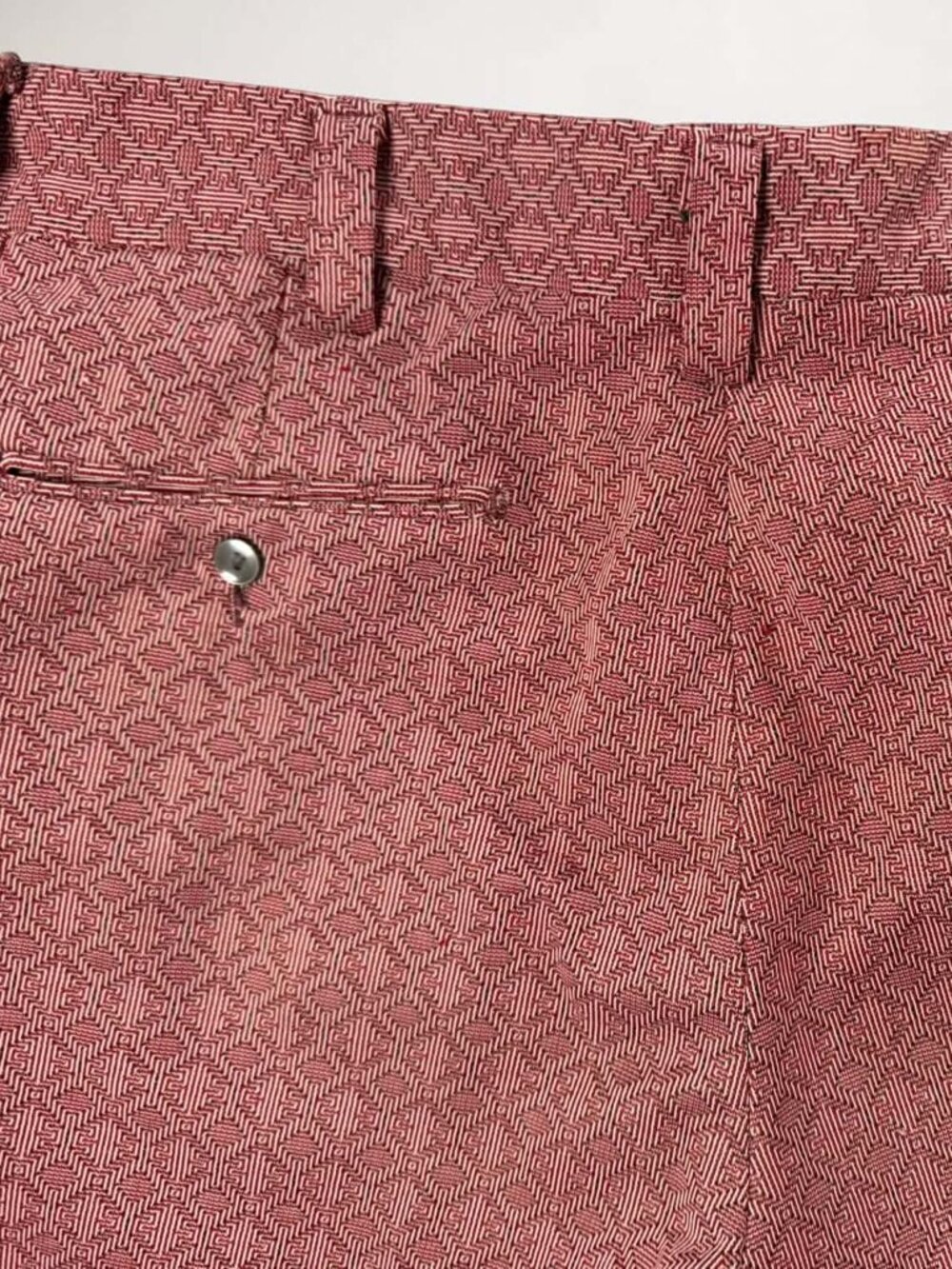 Vintage 70s Geometric Patterned Flare Leg Knit Men's Pants 33x30 Retro Red